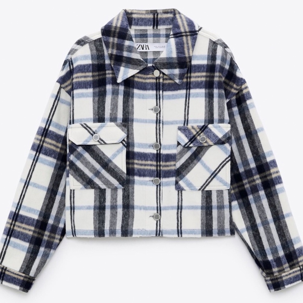 Zara Women's Cropped Flannel Jacket